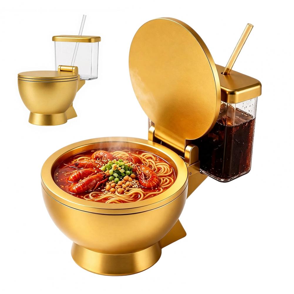 Dim Sum Basket - Tuvalet Şeklinde Ramen Kase Seti, Dahili